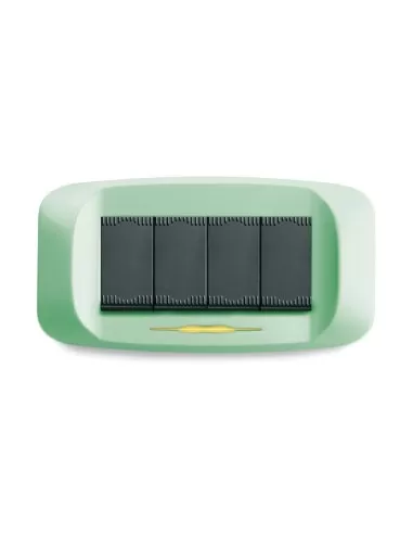 Ave 4-module die-cast plate, green micallized, under-plate 45pb94vmc, Banquise series